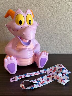 Disney Parks EPCOT 40th Anniversary Figment Popcorn Bucket Purple Dragon Lanyard